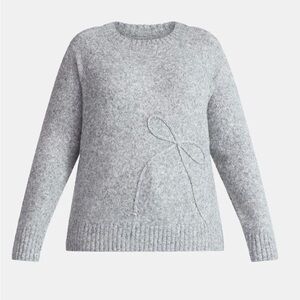 Terra & Sky Women’s Plus Bow Stitch Crewneck Sweater, Lightweight